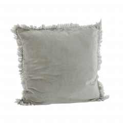 VELVET CUSHION COVER WITH FRINGES LIGHT GREY 50 